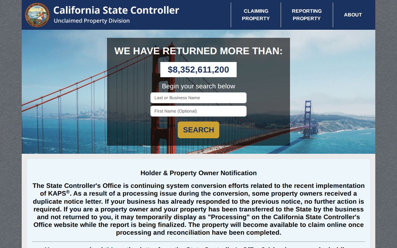 Calexico people search California unclaimed property search