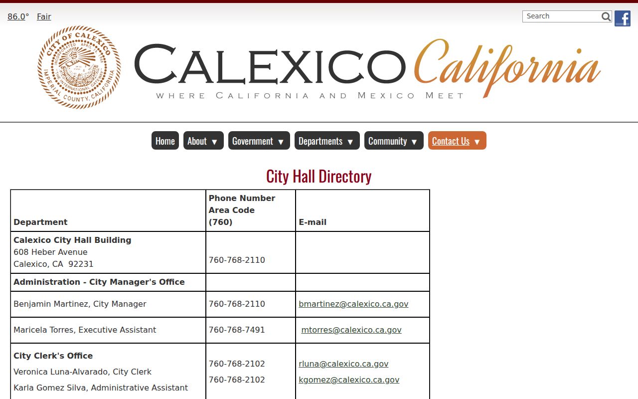 Calexico people search city hall department directory