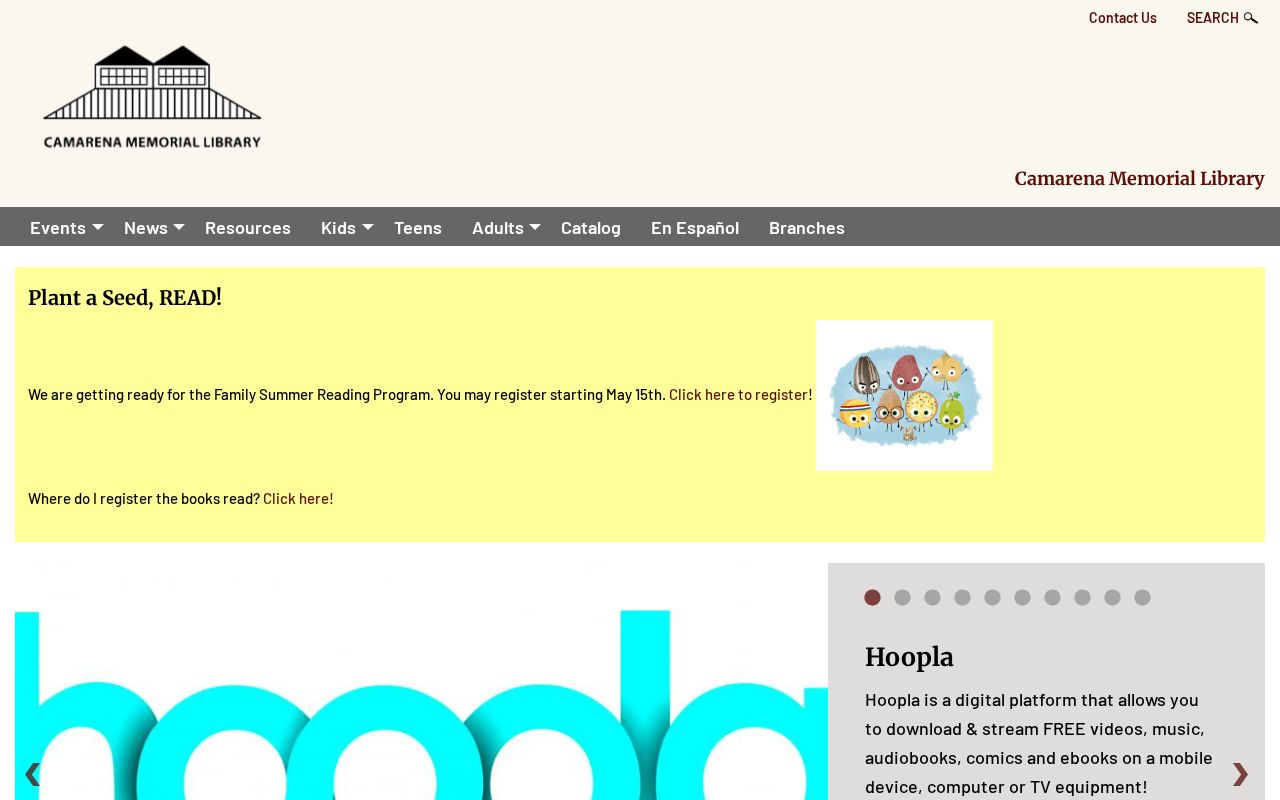 Camarena Memorial Library website for Calexico library contact and resources