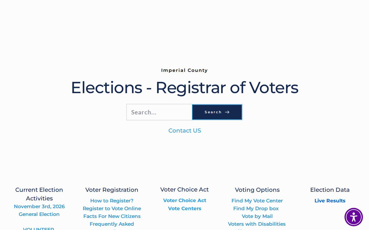 Imperial County Registrar of Voters home page for Calexico voter services